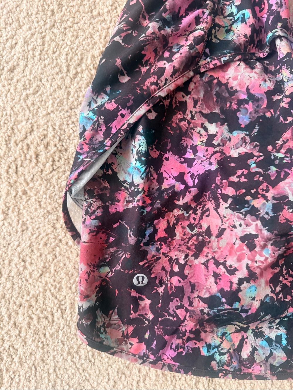 lululemon athletica Black Skirt with Pink & Teal Floral Print - Picture 2 of 2